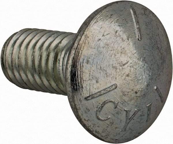 Value Collection - 7/16-14 UNC 1" Length Under Head, Standard Square Neck, Carriage Bolt - Grade 5 Steel, Zinc-Plated Finish - Makers Industrial Supply