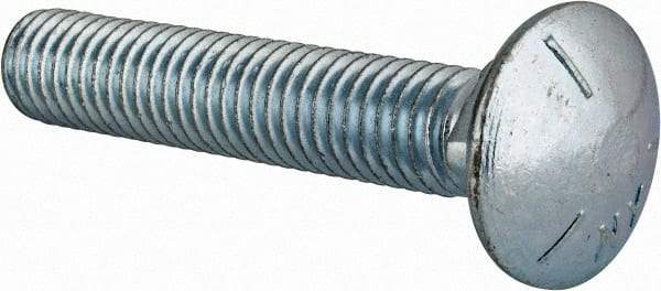 Value Collection - 7/16-14 UNC 2-1/2" Length Under Head, Standard Square Neck, Carriage Bolt - Grade 5 Steel, Zinc-Plated Finish - Makers Industrial Supply