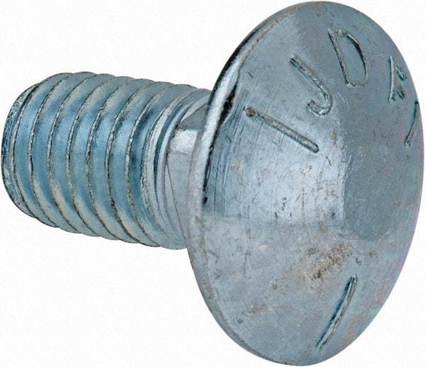 Value Collection - 1/2-13 UNC 1" Length Under Head, Standard Square Neck, Carriage Bolt - Grade 5 Steel, Zinc-Plated Finish - Makers Industrial Supply