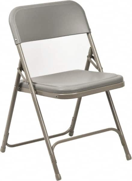 NPS - 18-3/4" Wide x 16-1/4" Deep x 29-3/4" High, Steel Folding Chair with Plastic Seat & Back - Gray with Gray Frame - Makers Industrial Supply