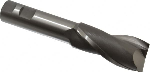 Hertel - 1-3/8", 3" LOC, 1" Shank Diam, 6-1/2" OAL, 2 Flute, High Speed Steel Square End Mill - Single End, Uncoated, Spiral Flute, 30° Helix, Centercutting, Right Hand Cut, Right Hand Flute - Makers Industrial Supply