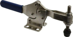 Gibraltar - 600 Lb Holding Capacity, Horizontal Handle, Manual Hold Down Toggle Clamp - 56° Handle Movement, 91° Bar Opening, U-Bar, Flanged Base, Electro-Plated Zinc, Stainless Steel - Makers Industrial Supply