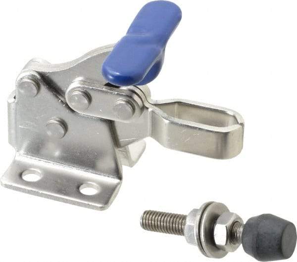 Gibraltar - 350 Lb Holding Capacity, Horizontal Handle, Manual Hold Down Toggle Clamp - 173° Handle Movement, 92° Bar Opening, U-Bar, Flanged Base, Electro-Plated Zinc, Stainless Steel - Makers Industrial Supply