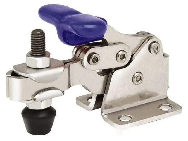 Gibraltar - 750 Lb Holding Capacity, Horizontal Handle, Manual Hold Down Toggle Clamp - 168° Handle Movement, 90° Bar Opening, U-Bar, Flanged Base, Electro-Plated Zinc, Stainless Steel - Makers Industrial Supply