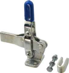 Gibraltar - 600 Lb Holding Capacity, Vertical Handle, Manual Hold Down Toggle Clamp - 66° Handle Movement, 75° Bar Opening, Solid Bar, Flanged Base, Electro-Plated Zinc, Carbon Steel - Makers Industrial Supply