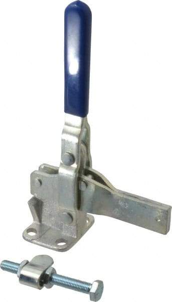 Gibraltar - 1,400 Lb Holding Capacity, Vertical Handle, Manual Hold Down Toggle Clamp - 66° Handle Movement, 78° Bar Opening, Solid Bar, Flanged Base, Electro-Plated Zinc, Carbon Steel - Makers Industrial Supply