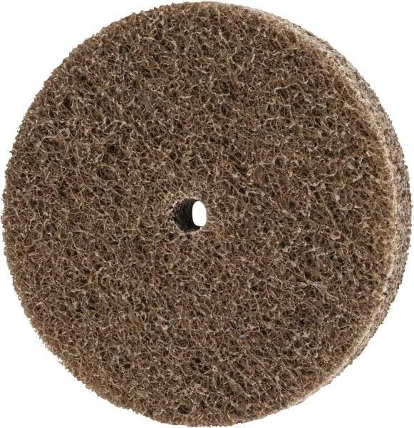 Merit Abrasives - 3" Diam, 1/2" Face Width, 1/4" Center Hole, Fine Grade, Aluminum Oxide Deburring Wheel - Unitized, Soft Density 2 Grade, 18,000 RPM - Makers Industrial Supply