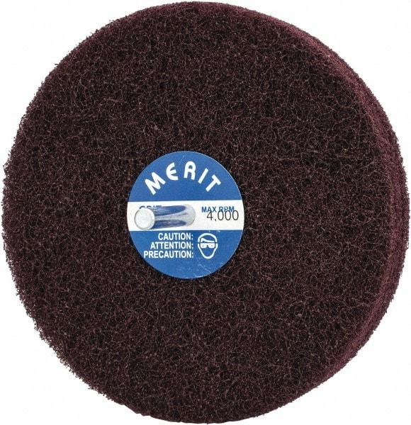 Merit Abrasives - 5" Diam, Medium Mounted Scrubber Buffing Wheel - 3 Ply, Medium Grade, 1/4" Shank Diam, 4,000 RPM - Makers Industrial Supply