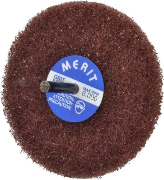 Merit Abrasives - 4" Diam, Medium Mounted Scrubber Buffing Wheel - 1 Ply, Medium Grade, 1/4" Shank Diam, 6,000 RPM - Makers Industrial Supply