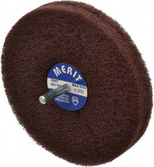 Merit Abrasives - 5" Diam, Medium Mounted Scrubber Buffing Wheel - 2 Ply, Very Fine Grade, 1/4" Shank Diam, 4,000 RPM - Makers Industrial Supply