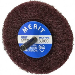 Merit Abrasives - 3" Diam, Medium Mounted Scrubber Buffing Wheel - 1 Ply, Medium Grade, 1/4" Shank Diam, 8,000 RPM - Makers Industrial Supply