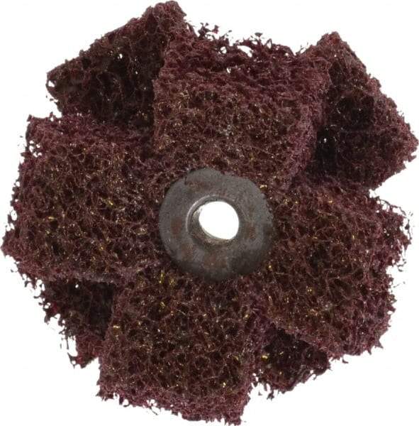 Merit Abrasives - 2" Diam Medium Density Cross Buff - 2 Plys, 1/4-20 Thread, Medium Grade, 12,000 Max RPM - Makers Industrial Supply