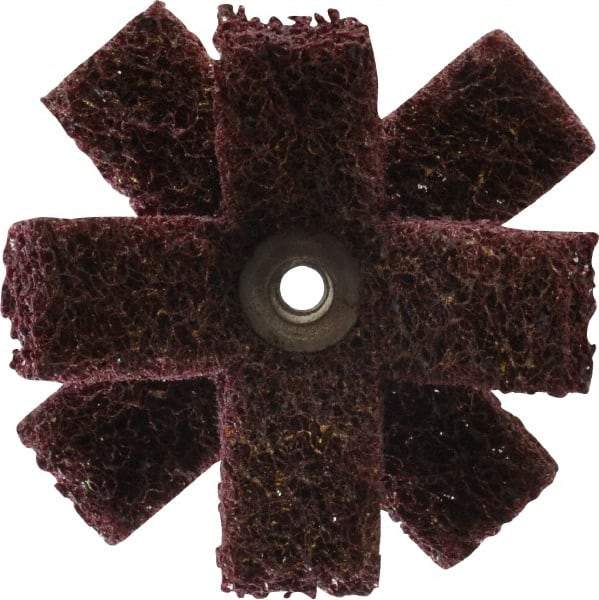 Merit Abrasives - 3" Diam Medium Density Cross Buff - 2 Plys, 1/4-20 Thread, Medium Grade, 8,000 Max RPM - Makers Industrial Supply