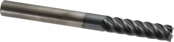 SGS - 3/8", 5 Flute, Single End, Solid Carbide, 0.015" Corner Radius End Mill - 4" OAL, 45° Helix, Right Hand Flute, 1-1/2" LOC, Right Hand Cut - Makers Industrial Supply