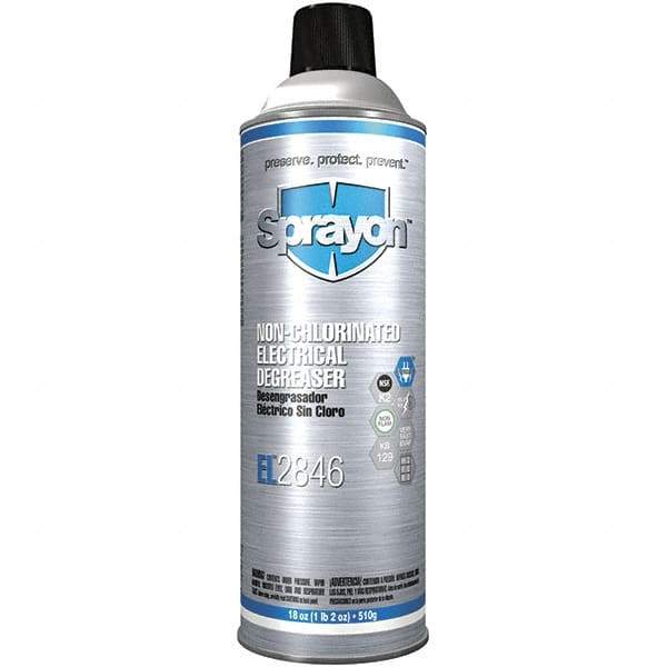 Sprayon - 18 Ounce Aerosol Electrical Grade Cleaner/Degreaser - 15,000 Volt Dielectric Strength, Nonflammable, Food Grade, Plastic Safe - Makers Industrial Supply