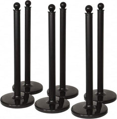 PRO-SAFE - 40" High, 2-1/2" Pole Diam, Warning Post - 14" Base Diam, Black Plastic Post - Makers Industrial Supply