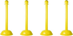 PRO-SAFE - 41" High, 3" Pole Diam, Warning Post - 16" Base Diam, Yellow Plastic Post - Makers Industrial Supply