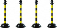 PRO-SAFE - 41" High, 2" Pole Diam, Warning Post - 16" Base Diam, Black & Yellow Plastic Post - Makers Industrial Supply