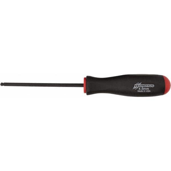 Hex Drivers; Fastener Type: Hex Ball End; Ball End: Yes; System of Measurement: Metric; Hex Size (mm): 4.500; Overall Length Range: 7″ - 9.9″; Handle Length: 4.3 in; 109 mm; Handle Material: Rubber; Features: Non-Slip Grip; Handle Type: Ergonomic; Blade L