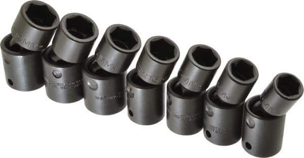 Proto - 7 Piece 1/2" Drive Standard Impact Socket Set - 6 Points, 13 to 19mm, Metric Measurement Standard - Makers Industrial Supply