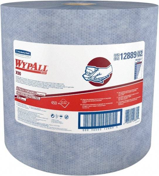 WypAll - X90 Dry Shop Towel/Industrial Wipes - Jumbo Roll, 13-3/8" x 11" Sheet Size, Blue - Makers Industrial Supply