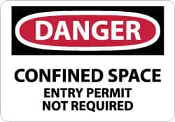 NMC - "Danger - Confined Space - Entry Permit Not Required", 10" Long x 14" Wide, Rigid Plastic Safety Sign - Rectangle, 0.05" Thick, Use for Accident Prevention - Makers Industrial Supply