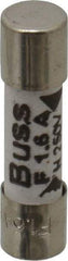 Cooper Bussmann - 250 VAC, 32 VDC, 1.6 Amp, Fast-Acting Miniature Ceramic Fuse - 20mm OAL, 5mm Diam - Makers Industrial Supply