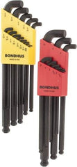 Bondhus - 22 Piece L-Key Ball End Hex Key Set - Hex Range 0.05 to 3/8", Protanium Up to reg/ Over Steel - Makers Industrial Supply