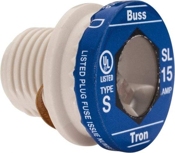 Cooper Bussmann - 125 VAC, 15 Amp, Time Delay Plug Fuse - 10 (RMS Symmetrical) kA Rating - Makers Industrial Supply