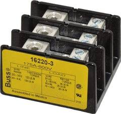 Cooper Bussmann - 3 Poles, 175 Amp, 8-2/0 AWG (Al), 14-2/0 AWG (Cu) Primary, 4-14 AWG (Cu), 4-8 AWG (Al) Secondary, Thermoplastic Power Distribution Block - 600 VAC/VDC, 1 Primary Connection, 5.2 Inch Long x 3.32 Inch Deep x 4 Inch High - Makers Industrial Supply