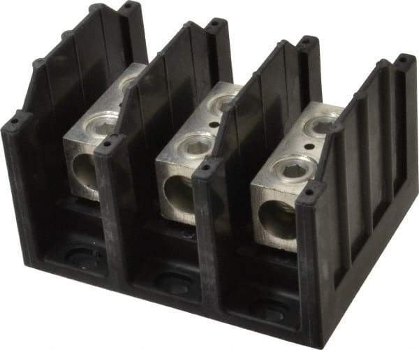 Cooper Bussmann - 3 Poles, 310 Amp, 350 kcmil-6 AWG (Cu/Al) Primary, 350 kcmil-6 AWG (Cu/Al) Secondary, Thermoplastic Power Distribution Block - 600 VAC/VDC, 1 Primary Connection, 5.2 Inch Long x 3.32 Inch Deep x 4 Inch High - Makers Industrial Supply