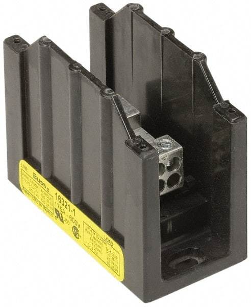 Cooper Bussmann - 2 Poles, 310 Amp, 350 kcmil-6 AWG (Cu/Al) Primary, 4-12 AWG (Al), 4-14 AWG (Cu) Secondary, Thermoplastic Power Distribution Block - 600 VAC/VDC, 1 Primary Connection, 3.58 Inch Long x 3.32 Inch Deep x 4 Inch High - Makers Industrial Supply