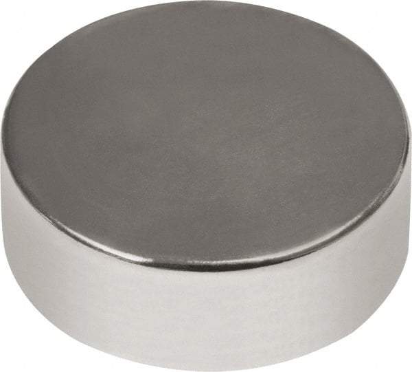 Mag-Mate - 3/4" Diam x 1/4" High Neodymium Rare Earth Magnet - 10.7 Lb Max Capacity, 180°F Max, Nickel Plated - Makers Industrial Supply