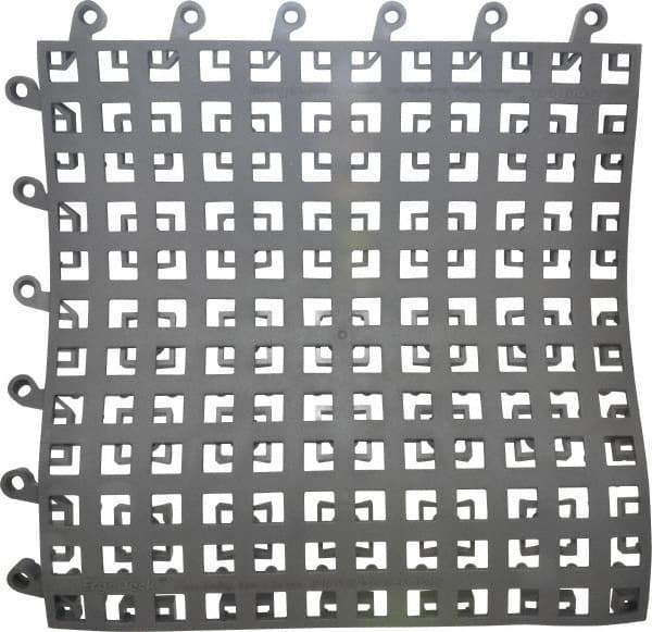 Wearwell - 18" Long x 18" Wide x 7/8" Thick, Anti-Fatigue Modular Matting Soft Open Grid - Male & Female, 4 Interlocking Sides, Charcoal, For Dry & Wet Areas, Series 564 - Makers Industrial Supply