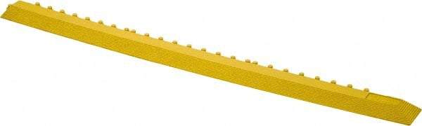 Wearwell - 39" Long x 3" Wide x 5/8" Thick, Anti-Fatigue Modular Matting Ramp Edge - Male, Yellow, For Dry & Wet Areas, Series 572 - Makers Industrial Supply