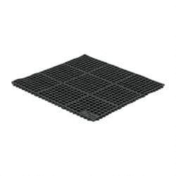 Wearwell - 3' Long x 3' Wide x 5/8" Thick, Anti-Fatigue Modular Matting Tiles - Black, For Dry & Wet Areas, Series 572 - Makers Industrial Supply