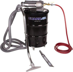 Guardair - 55 Gal Steel Tank, Air Powered Pneumatic Canister Wet/Dry Vacuum - 20' Hose Fitting, Cartridge Filter, Accessories Included - Makers Industrial Supply