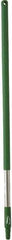 Vikan - 39-1/2 x 1-1/4" Stainless Steel Squeegee Handle - European Threaded Connection, Green - Makers Industrial Supply