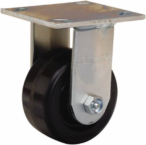 Hamilton - 4" Diam x 2" Wide x 5-5/8" OAH Top Plate Mount Rigid Caster - Phenolic, 800 Lb Capacity, Straight Roller Bearing, 4 x 4-1/2" Plate - Makers Industrial Supply