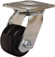 Hamilton - 3-1/4" Diam x 2" Wide x 5-1/4" OAH Top Plate Mount Swivel Caster - Phenolic, 700 Lb Capacity, Straight Roller Bearing, 4 x 4-1/2" Plate - Makers Industrial Supply