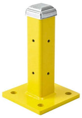 Steel King - Single 12 Inch High Corner and Center Steel Guard Rail Mount Post - Yellow, For Use with Steel King Railing - Makers Industrial Supply