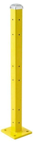 Steel King - Triple 42 Inch High Corner and Center Steel Guard Rail Mount Post - Yellow, For Use with Steel King Railing - Makers Industrial Supply