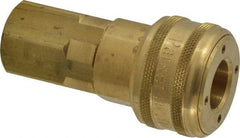 Parker - 1/2-14 Female NPTF Industrial Pneumatic Hose Coupler - Brass, 1/2" Body Diam - Makers Industrial Supply