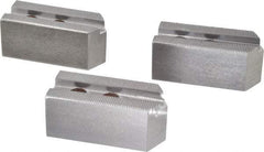 H & R Manufacturing - 1.5mm x 60° Serrated Attachment, Square Soft Lathe Chuck Jaw - 3 Jaws, Steel, 1" Btw Mount Hole Ctrs, 3-1/2" Long x 1-1/2" Wide x 1-1/2" High, 0.551" Groove, 12mm Fastener - Makers Industrial Supply