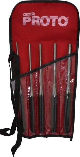 Proto - 5 Piece, 5/32 to 5/16", Pin Punch Set - Round Shank, Comes in Pouch - Makers Industrial Supply