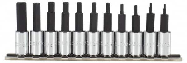 Proto - 11 Piece 1/4" Drive Inch Hex Bit Socket Set - 1/16 to 5/16" Hex - Makers Industrial Supply