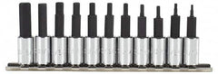 Proto - 11 Piece 1/4" Drive Inch Hex Bit Socket Set - 1/16 to 5/16" Hex - Makers Industrial Supply