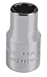 Proto - 1/4" Drive, Standard Hand Socket - 12 Points, Chrome Finish - Makers Industrial Supply