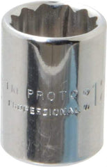 Proto - 1/4" Drive, Standard Hand Socket - 12 Points, 7/8" OAL, Chrome Finish - Makers Industrial Supply