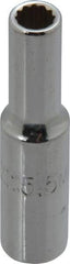 Proto - 1/4" Drive, Deep Hand Socket - 12 Points, 1-15/16" OAL, Chrome Finish - Makers Industrial Supply